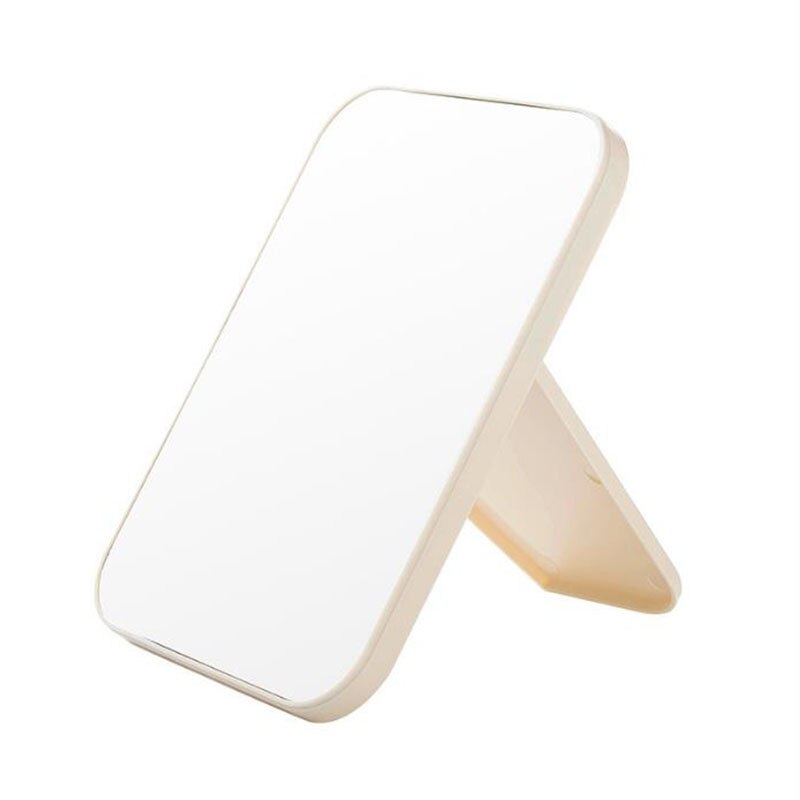 Miroir de maquillage pliant HD rectangulaire Table miroir bureau Simple Dressing Portable vanité maquillage miroir: Beige
