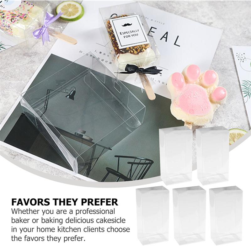 5Pcs Transparent Premium Ice Cream Shaped Boxes Clear Plastic Box for Restaurant