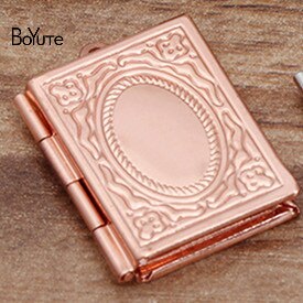 BoYuTe (10 części/partia) 19*26MM prostokąt medalion zdjęcie medalion książki wisiorek medalion pływające medalion uroki: róża złoto platerowany