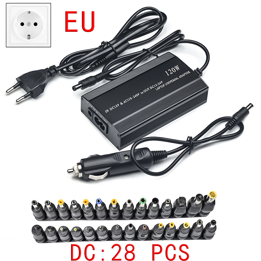 Multifunktionales Laptop-Netzteil, Autoladegerät, Computer-Adapter, 120 W, einstellbare Spannung für HP ASUS LENOVO ACER IBM: Rot