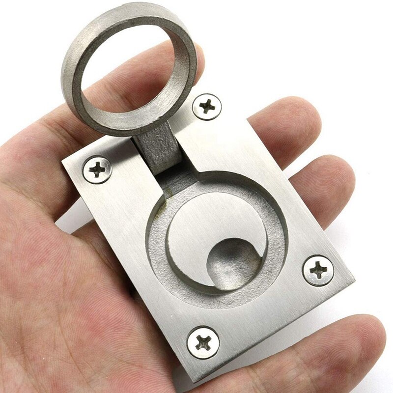 Stainless Steel Square Flush Pull Ring Handle, Built-in Furniture Handle, Marine and Yacht Accessories