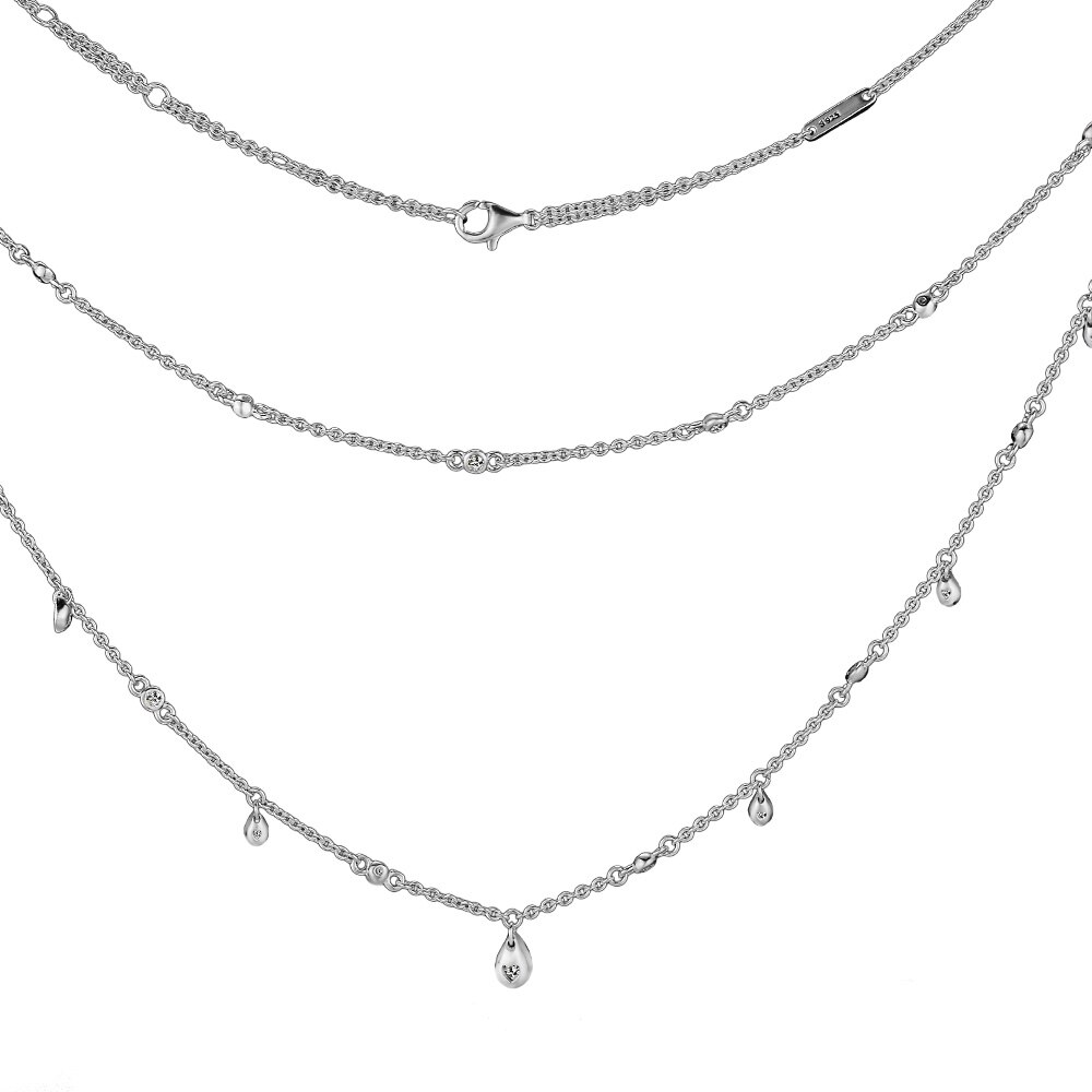 Chandelier Droplets collar Necklace 925 Sterling Silver Chain Pendant Necklaces for Women Original Silver 925 Jewelry