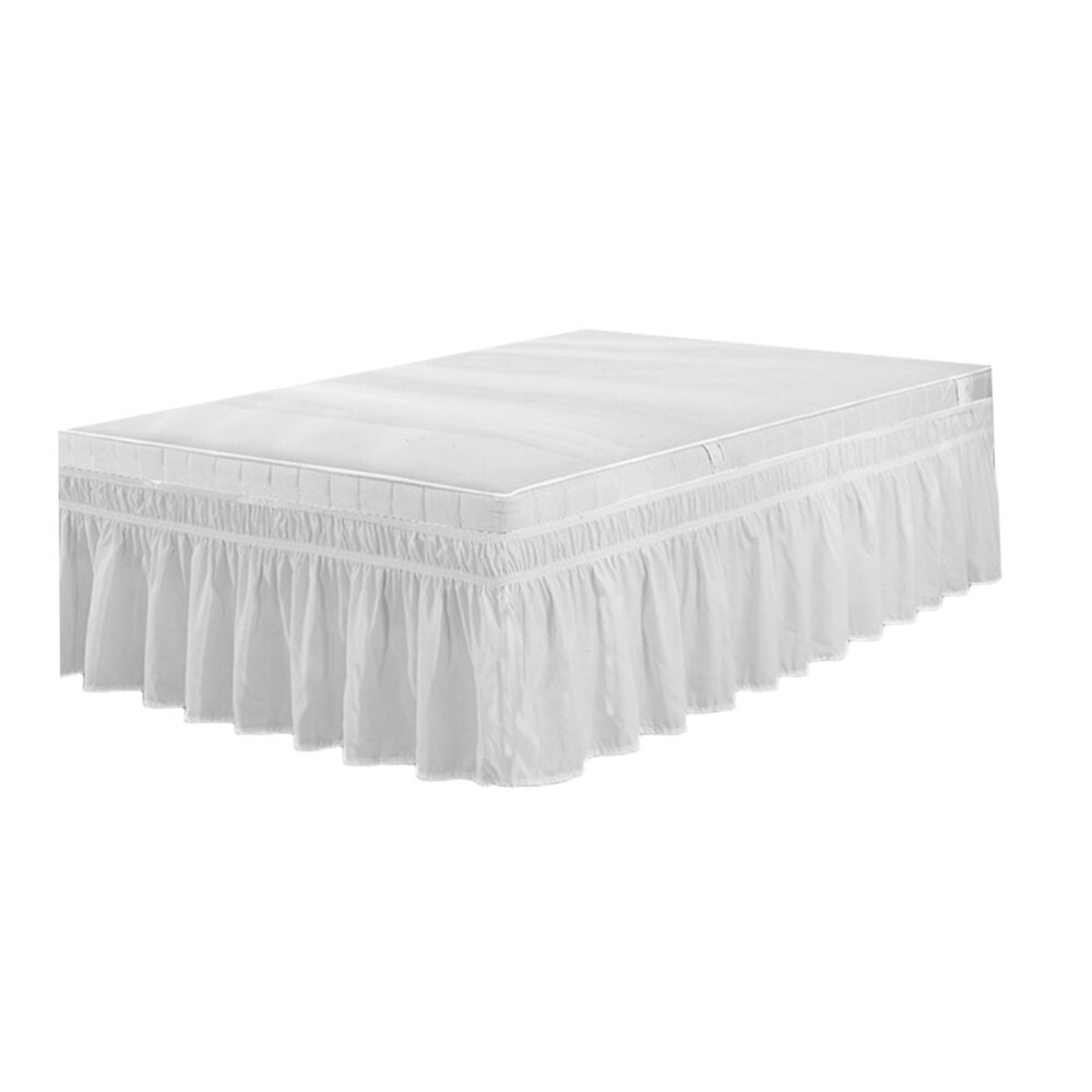 Elastic Dust Ruffle Bed Shirt Polyester Bed Bedding Pleated Skirt for Home Hotel - 100x200cm (White)