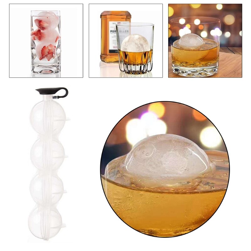 Bolvorm 4 Ice Mallen Plastic Herbruikbare Ijsblokjes Chilling Mould Voor Whisky Bourbon En Wijn Home Kitchen Bar Drinken cooling S