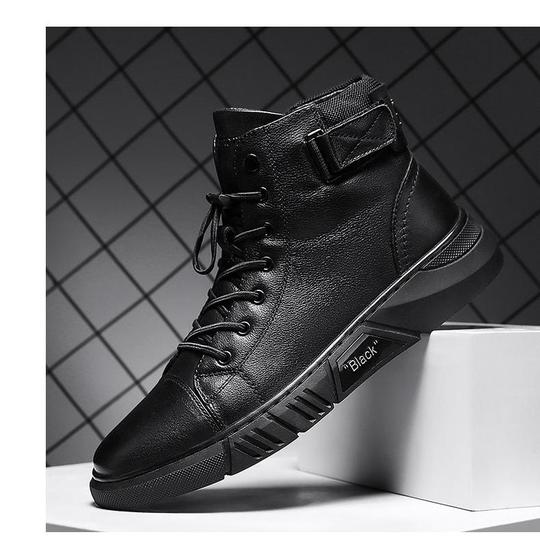 Martini-Botas de cuero para hombre, zapatos informales a la , mocasines de piel, color negro, para Primavera e Invierno