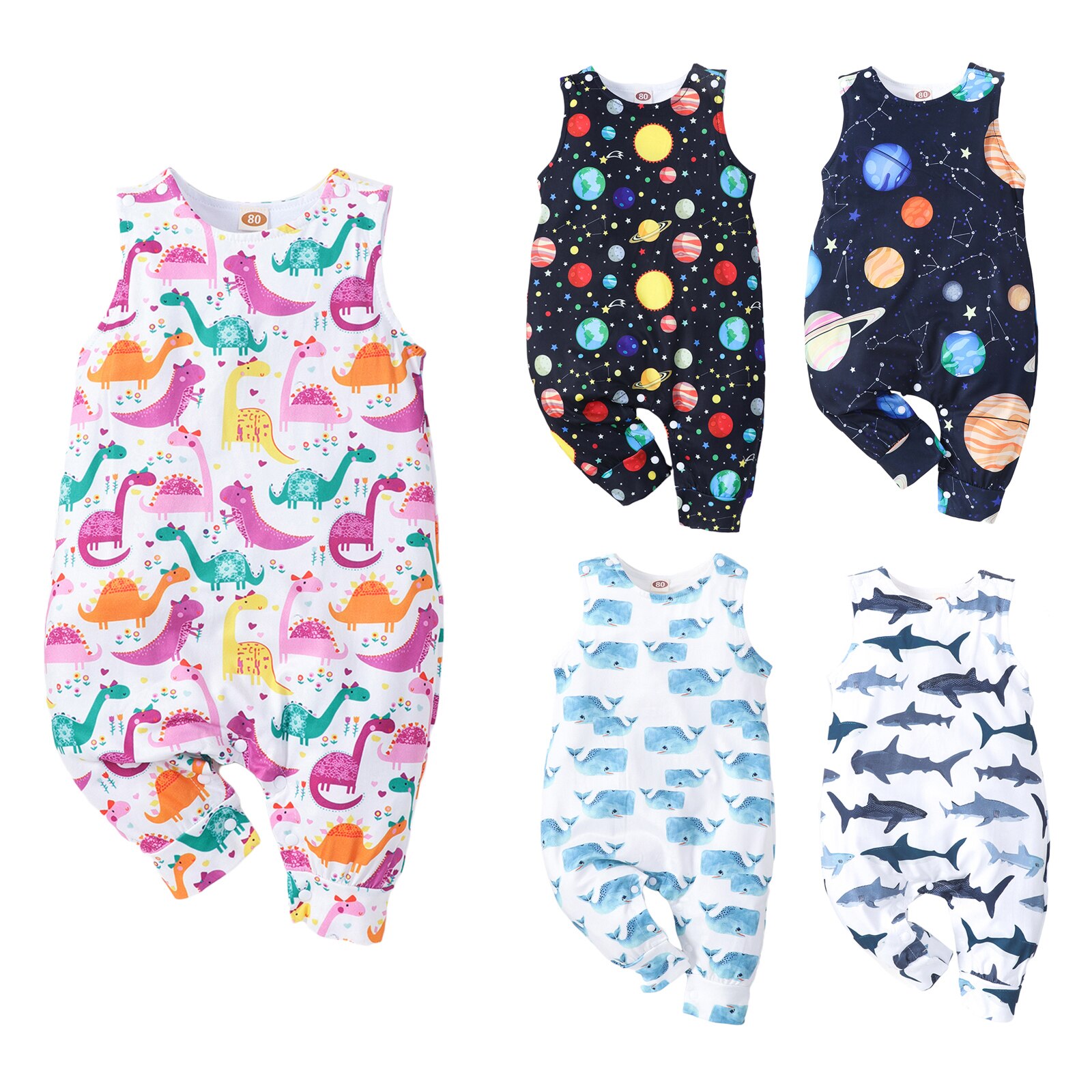 Citgeett Sommer Kleinkind Baby Jungen Mädchen Ärmellose Gesamt Karikatur drucken Strampler lässig Kleidung