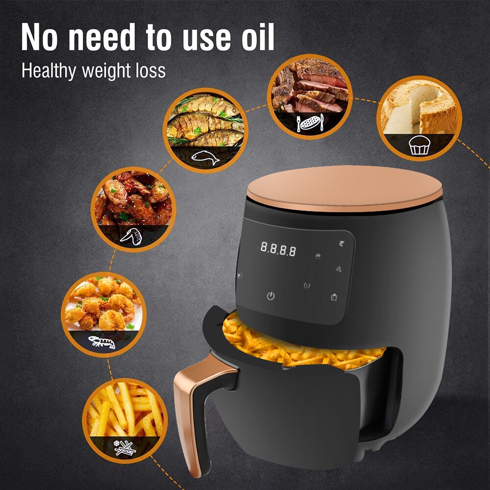 220V 1400W 3.8L Air Fryer Smart Touch LCD Oil Free Household Appliances Oven Electric Fryer For Chicken French Fries Fryer