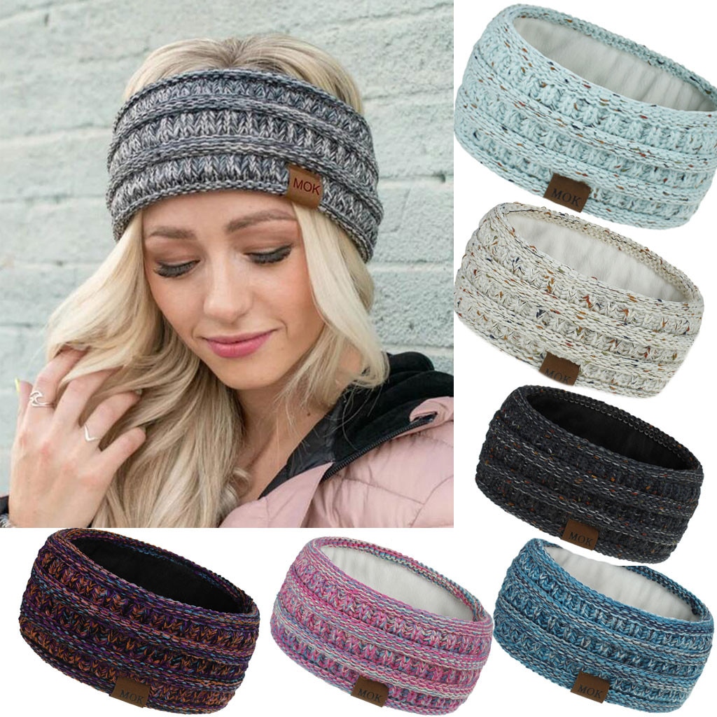 Turbante deportivo de punto para mujer, banda ancha elástica para la cabeza, para invierno, Otoño,