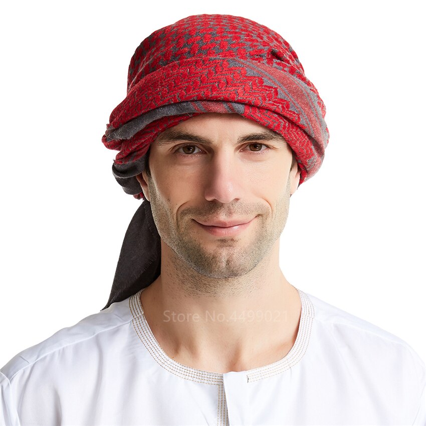 Chapeau musulman arabe saoudien dubaï pour homme, écharpe traditionnelle en coton, 140x140CM, à carreaux imprimés, prière islamique, Turban en laine