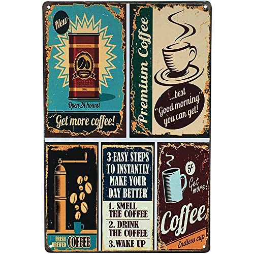 Funny Coffee Signs, Coffee Menu Know Your Coffee Vintage Retro Metal Coffee Signs Home Decor Metal Painting Tin Sign Wall: Black Light Blue