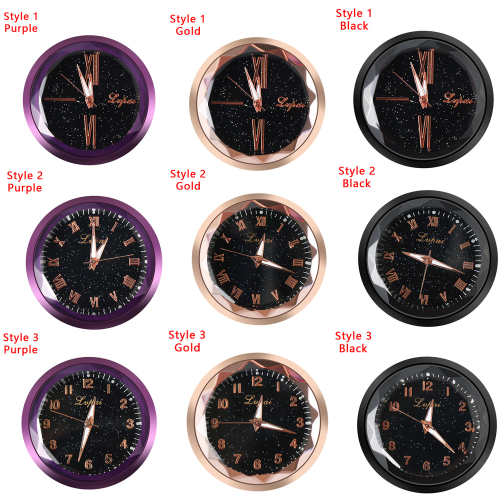 1PC Mini Auto Ornament Klok Stick-On Quartz Analoge Horloge Auto Styling Interieur Decoratie Tool Accessoires