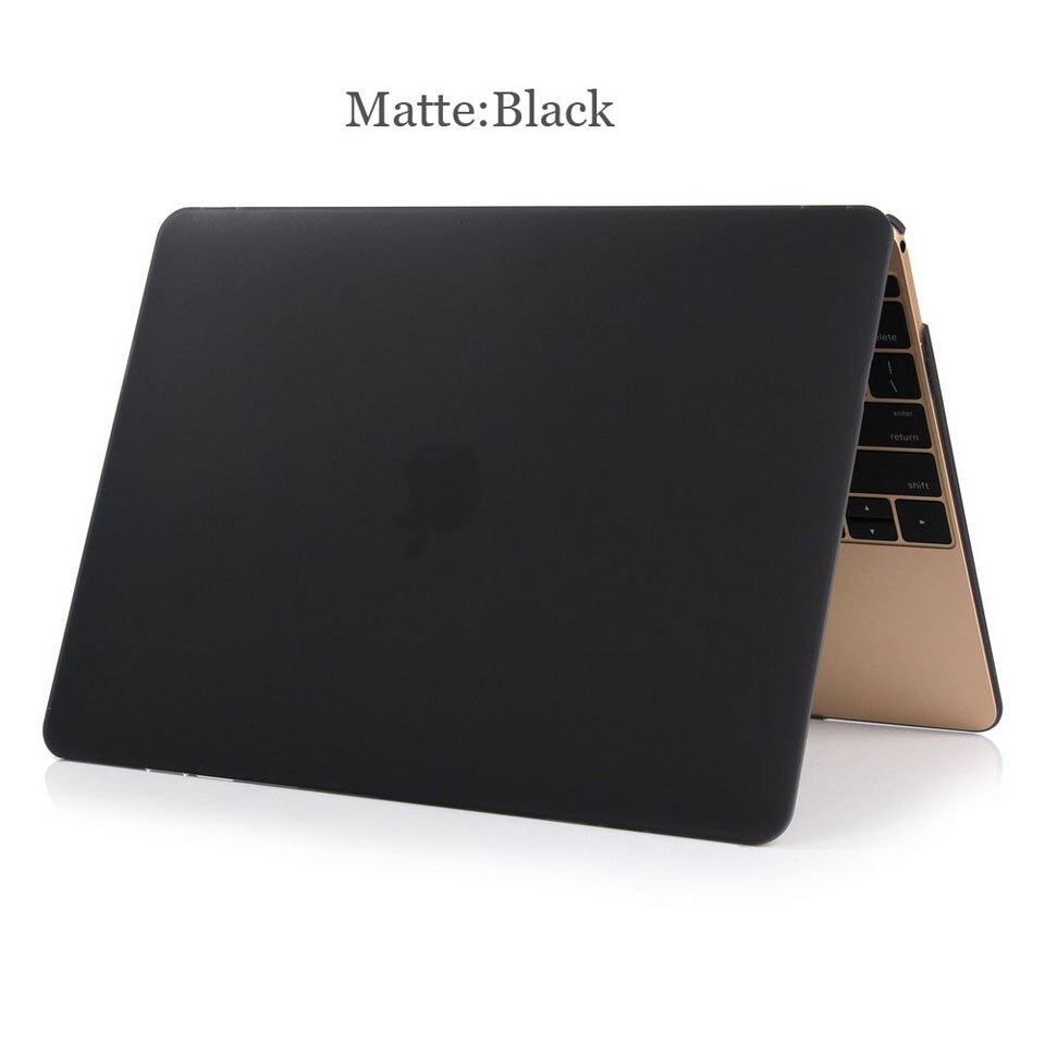 For Apple macbook 12 inch Model A1534, ZVRUA ULTRA THIN Matte / Crystal laptop Case + Transparent keyboard cover: Matte black