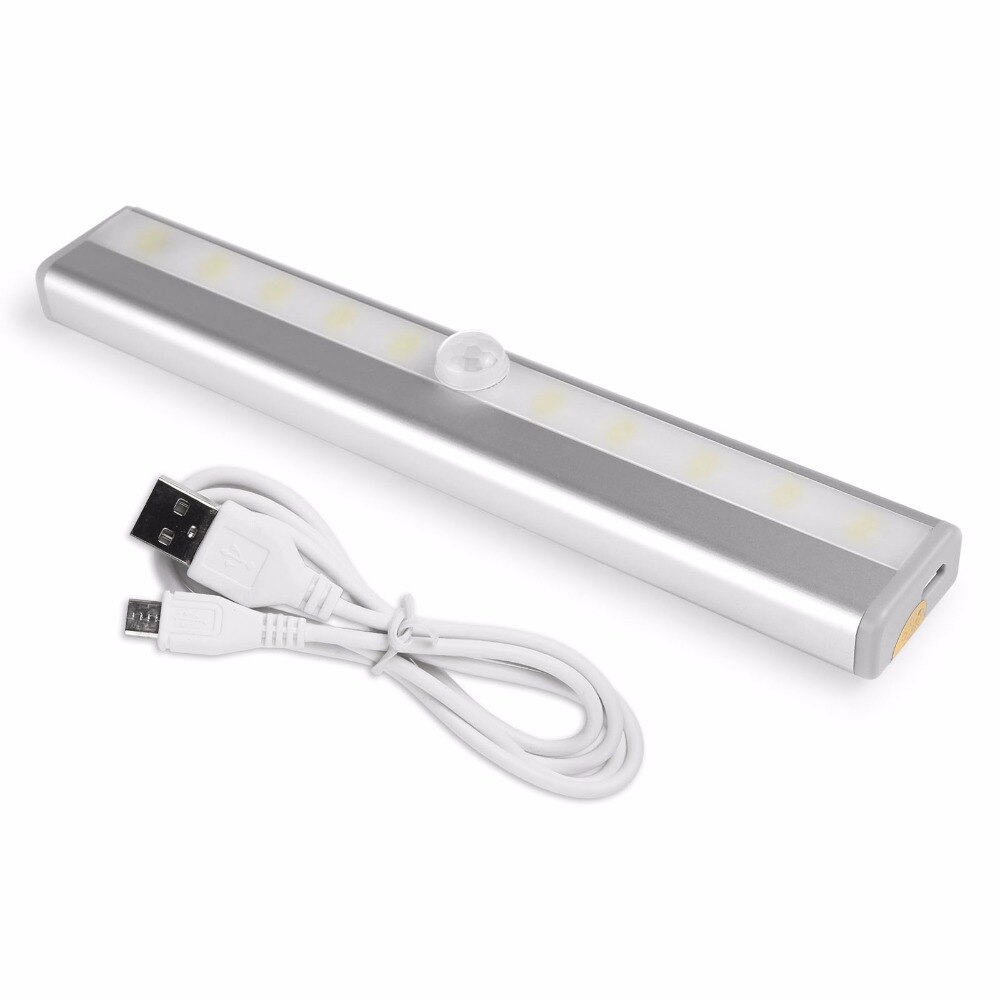 Lightinbox 10LED Usb Nachtlampje Voor Pathway Trap Muur Koelkast Ir Motion Sensor Led Wandlamp Warm/Koel Wit