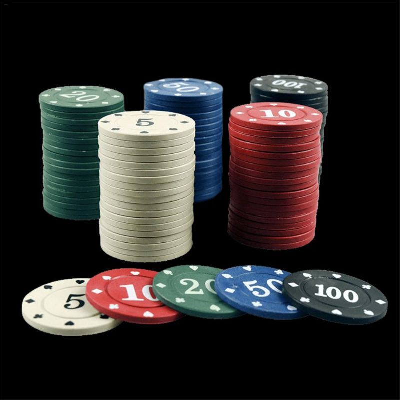 100pcs Round Plastic Chips Casino Poker Card Game Counting Accessories Dice Entertainment Chip 5/10/20/50/100