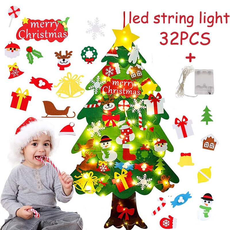 Artigianato fai-da-te LED albero di natale decorazioni di buon natale per la casa ornamento di natale regali di natale Navidad babbo natale capodanno: Y 32PCS With light
