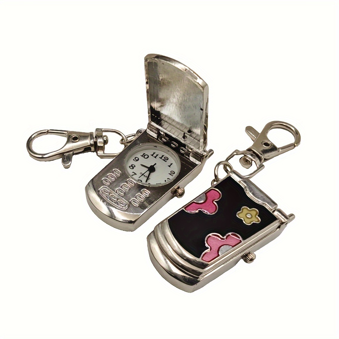 Flip phone keychain watch hanging watch trend retro cute keychain pendant