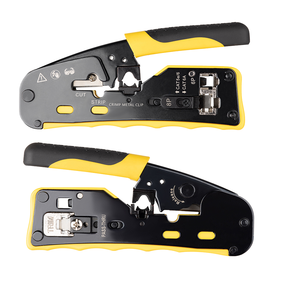 Zoerax Gereedschap Ratel Modulaire Data Kabel Crimper/Draad Stripper/Cutter Voor CAT5e CAT6 CAT6A/7, RJ45 Pass-Thru Connector