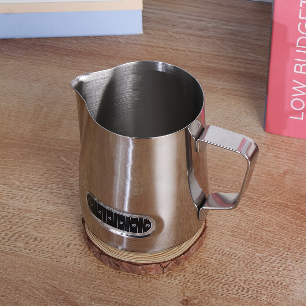 1PC 600ml Stainless Steel Milk Frothing Mug Frother Coffee Cup Jug Latte Pitcher Thermometer Foam Container Household Coffeeware