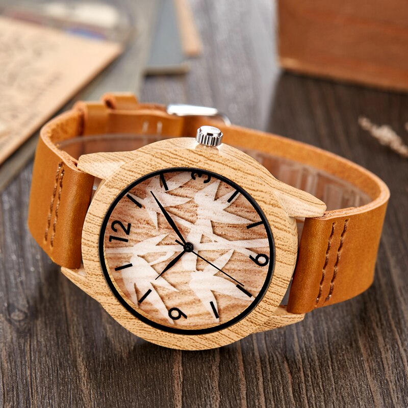 Bambu eller häst imitation trä klocka män kvinnor par armbandsur trä klockor akryl hane brun armbandsklocka reloj: Skalle män