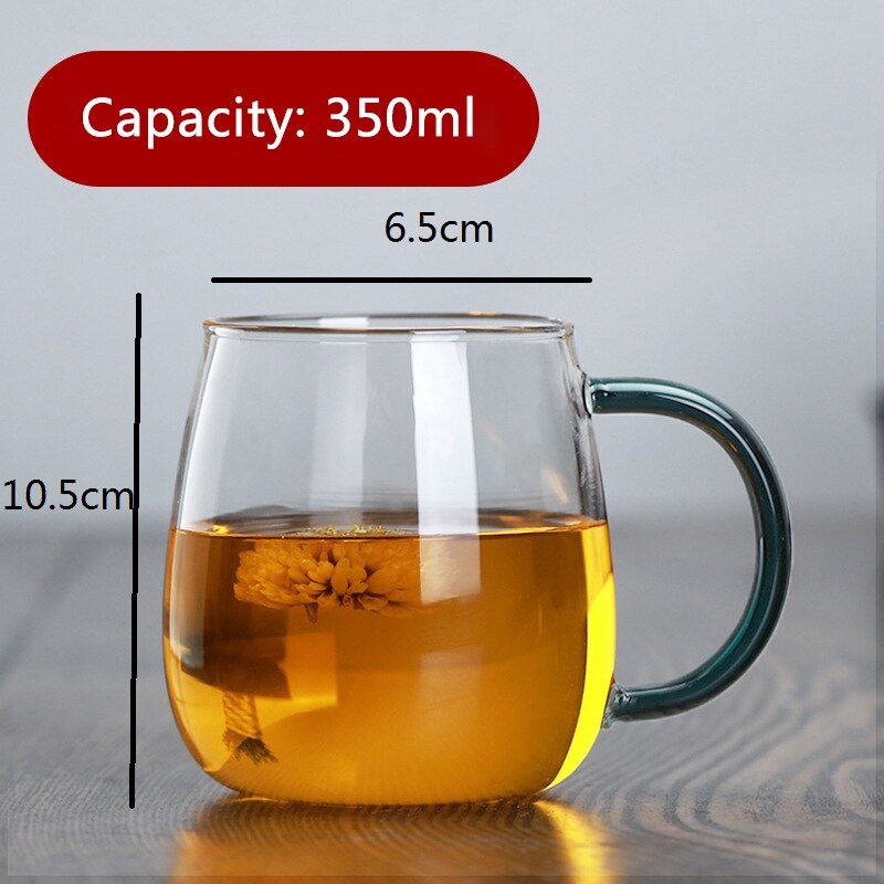 350ml Glass Water Cup Simple Home Glass Mushroom Cup With Cover Bring Coffee Cup Lake Green Mushroom Cup