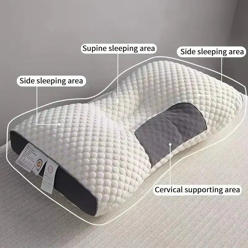 NEWHoneycomb massage pillow pillow to protect cervical vertebra to help sleep home pillow core antibacterial and anti-mite: WHITE