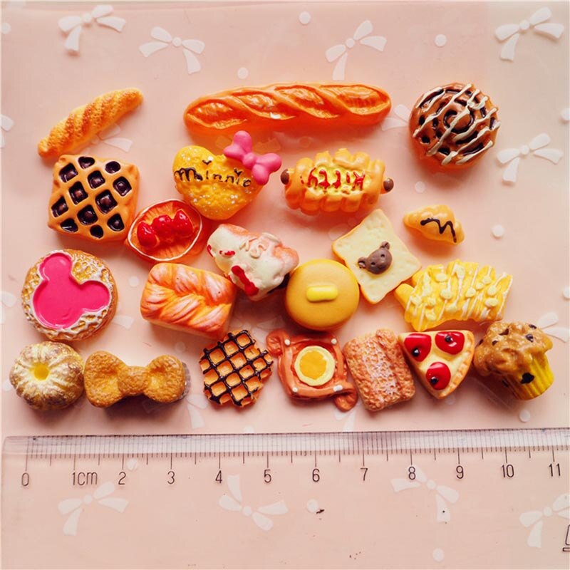 20 Stks/zak Poppenhuis Miniatuur Voedsel Brood, Pizza,Dessert Pretend Voedsel Voor Blyth Bjd Miniatuur Pretend Play Speelgoed Accessoires