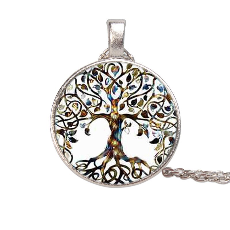 Newest Tree Of Life Statement Necklace Art Photo Glass Cabochon Pendant Charm Women Choker DIY Necklace For Jewelry: Style2