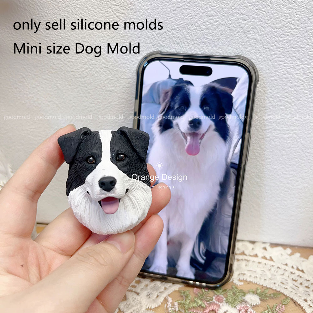 confine collie Testa di canna Stampo in silicone Sapone aroma Gesso Argilla Animale canna Compleanno Avatar Stampo per fondente Decorazione per presa d'aria per auto fai da te: Luce Verde