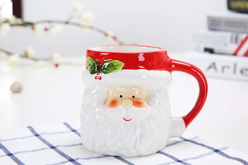 Jultomten, snögubbe, älgmugg, julmugg keramisk mugg härliga barnmjölk kaffe flaskor keramiskt mjölkglas 380ml: 02