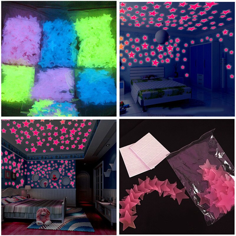 Étoiles lumineuses en 3D créatives 100 pièces | Décor amovible pour Art Mural, décoration de chambre de bébé, fête de jardin