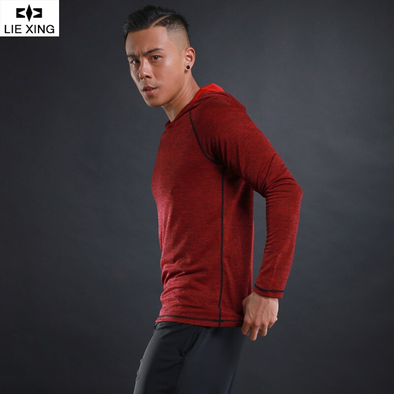 Herfst Winter mannen Met Lange Mouwen T-shirt Trui Dunne Ademend sneldrogend Fitness Training Sport Casual Lange Mouwen Hood