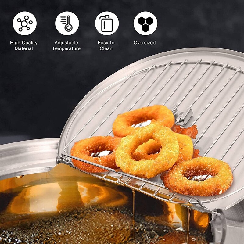 Frittieren Topf, Edelstahl Tempura Friteuse Mit Thermometer, Deckel Japanischen Stil Tempura Friteuse Pan Unbeschichtete Friteuse