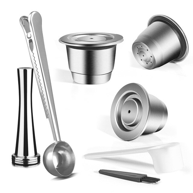 Belr-Housewares Upgraded Reusable Coffee Capsule For Nespresso Coffee Machine Espresso Coffee Crema Maker: 3 Cup 1Tamper1 Spoon