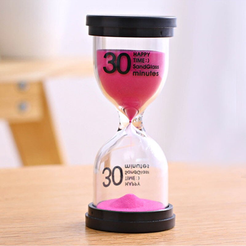 Desktop Sand Clock Timer 10 Minutes / 15 Minutes / 30 Minutes Children's Brushing Striking Hourglass Timer Home Decorations: Rose Red / 30min