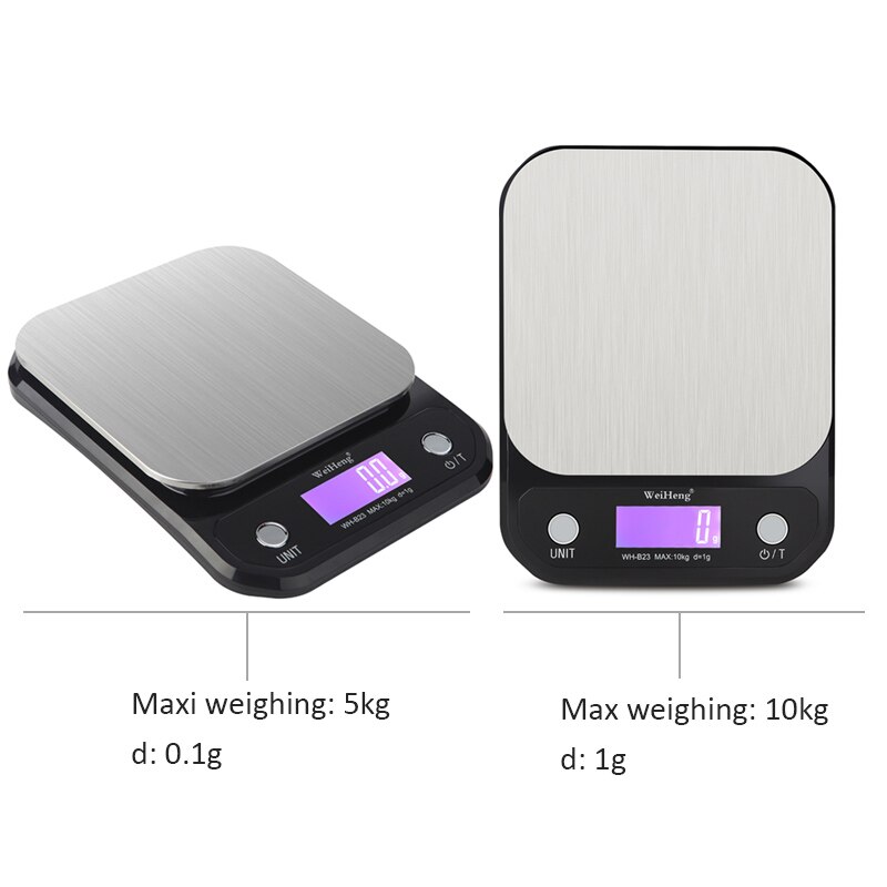 Elektronisk digital köksvåg med hög noggrannhet i rostfritt stål 0.1g/1g 3kg/5kg/10kg bakgrundsbelysning för matlagning