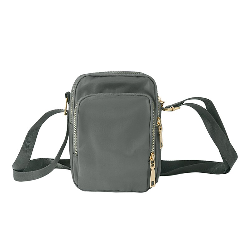 Mulheres Moda Cor Sólida Zipper de Nylon Impermeável Ombro Saco Crossbody Bolsa Feminina Senhoras Mensageiro Saco de Viagem À Prova D' Água: deep gray