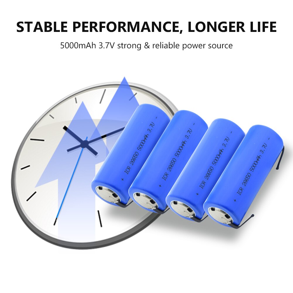 1/2/4 Pcs PTC Beschermd 26650 5000mAh Lithium Li-Ion Batterij Voor Alarm LED Licht Walkie -talkies 3.7V ICR 26650 Cellen