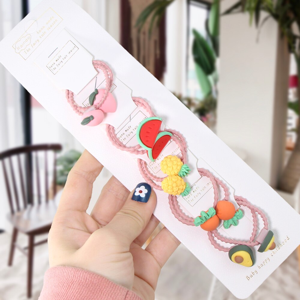 2/10 stuks/set kinderen cartoon beer bloem elastische haarbanden meisjes schattige rubberen banden scrunche kinderen haaraccessoires hoofdtooi: Abol 8