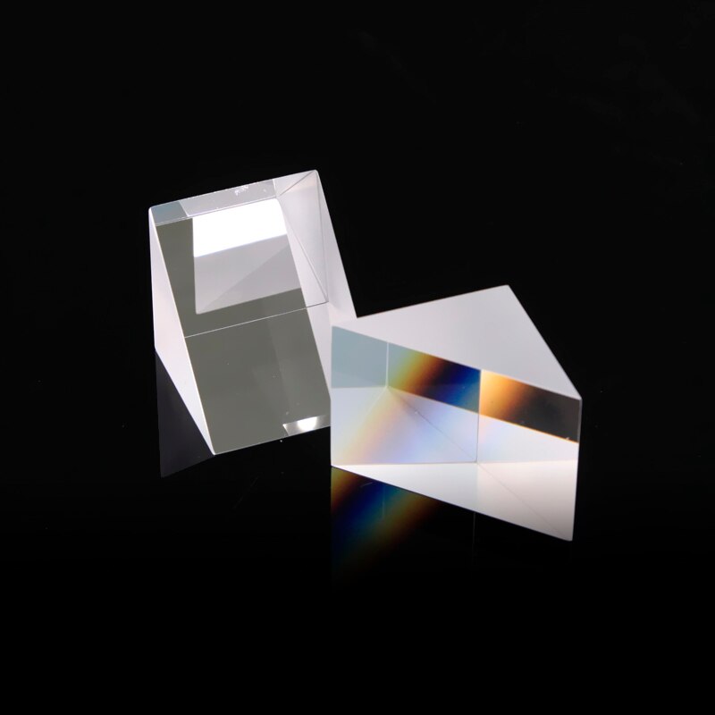 Experimentos ópticos de triprisma de ángulo recto para vidrio de arcoíris K9, vidrio óptico de 25x25x25mm