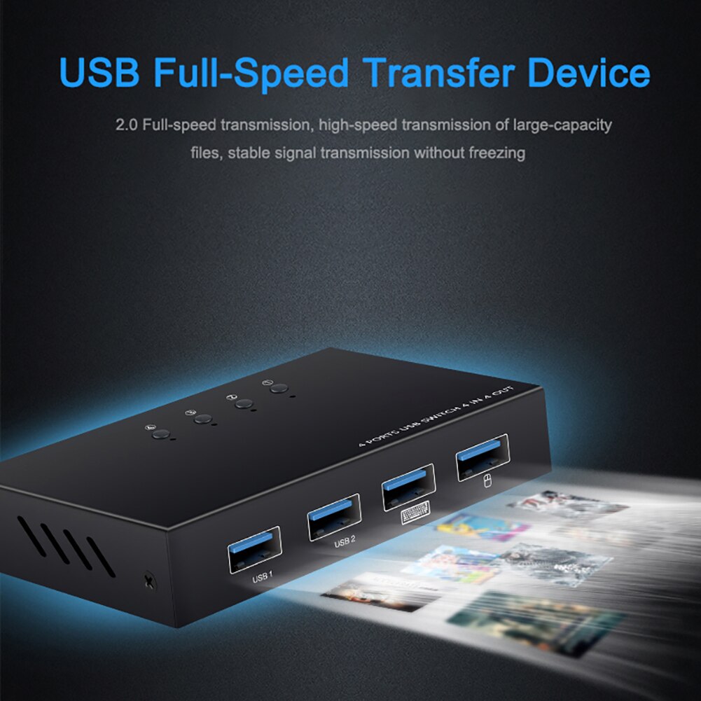 Hdmi Kvm Switch 4K Usb Hdmi Kvm Switcher 4 In 4 Out 4K 2K 30Hz Met kabels Voor Pc Laptop Muis Printers Toetsenbord Scanner U Disk