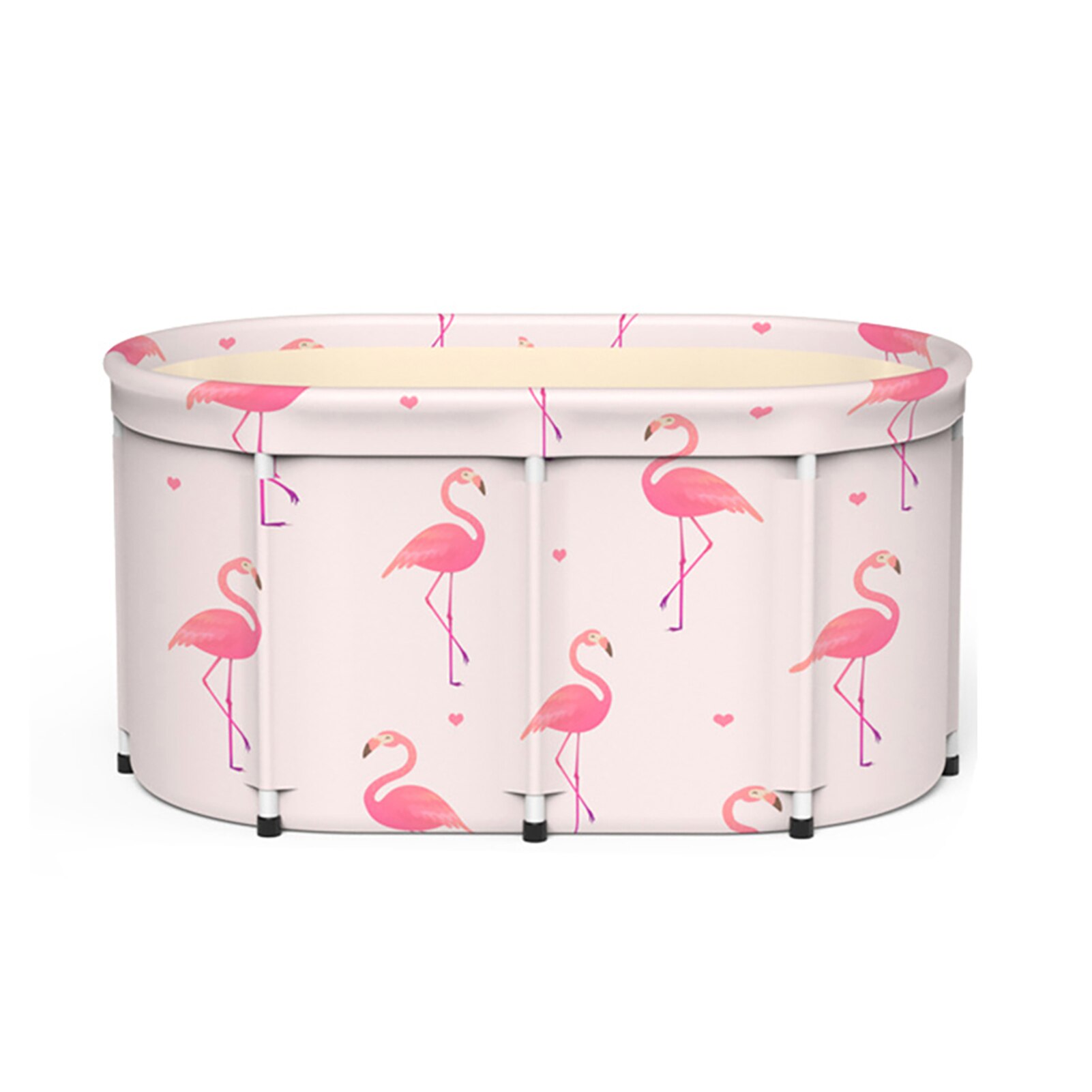 6/8PCS Portable Adults Bathtub Set Non-Inflatable Folding Bath Barrel SPA Folding Bath Tub For Adults Children Swimming Pool: flamingo 100cm