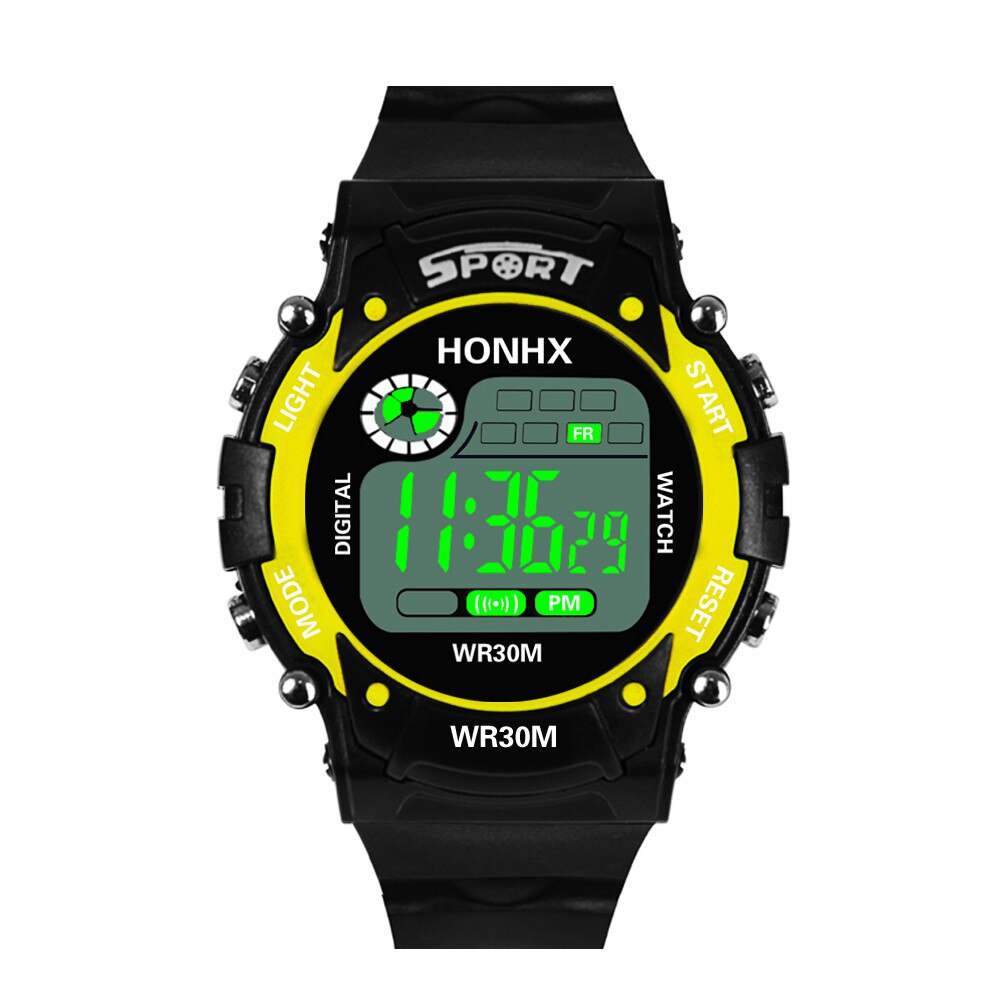 Men Watches Digital Analog LED Display With Alarm Date Watches Male Outdoor Sports Silicone Wrist Clock Reloj Hombre homme: Yellow 