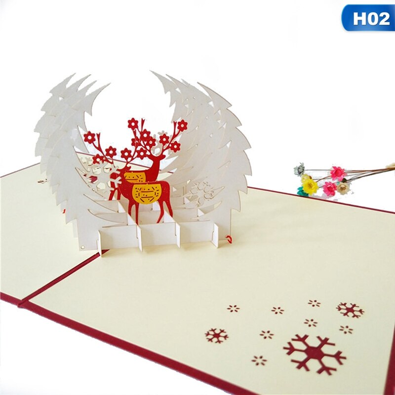 Kerst Herten Boom 3D Pop Up Kaarten Postkaart Met Envelop Xmas Uitnodiging Wenskaart Voor Kerst Feestartikelen: 2