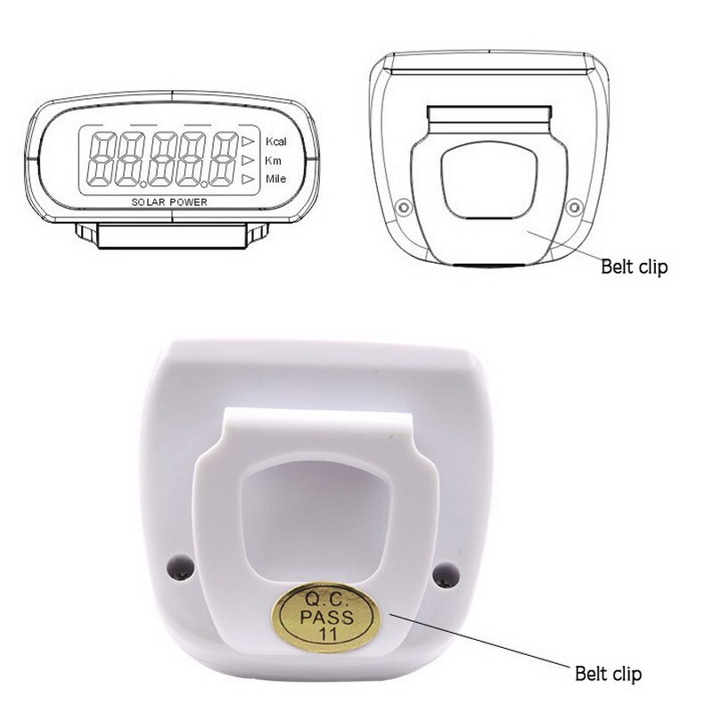 Zonne-energie Elektronische Sport Stappenteller Multifunctionele Stappenteller Wit