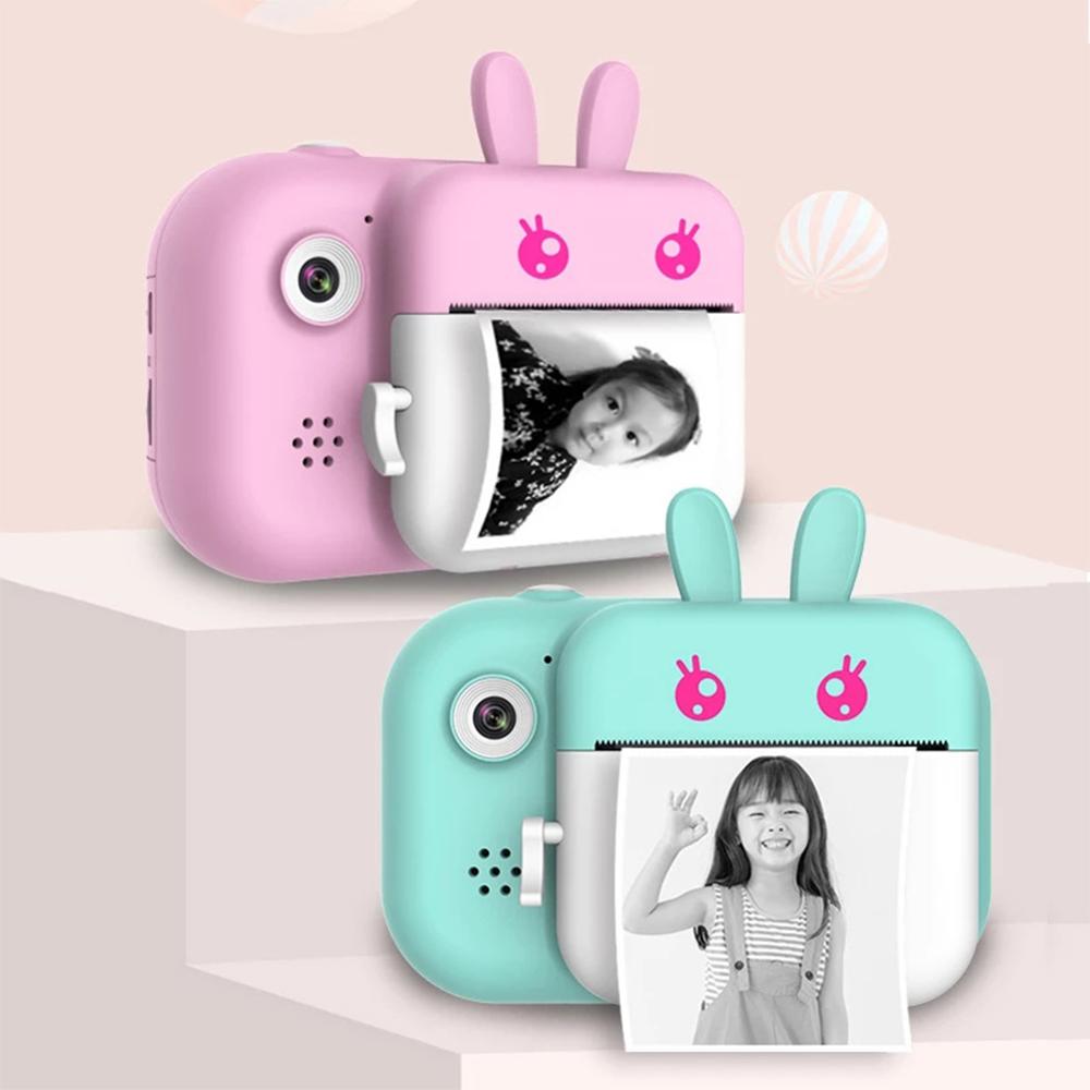 24MP Cute Cartoon Kids Instant Print Camera Dual Cam HD 1080P Children Digital Photograph Camera Toy for Kids Birthday