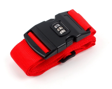 Sangle de bagage à serrure à combinaison, , ceintures de bagages réglables, valise de voyage de sécurité, sangles de transport, accessoires de voyage: Rouge