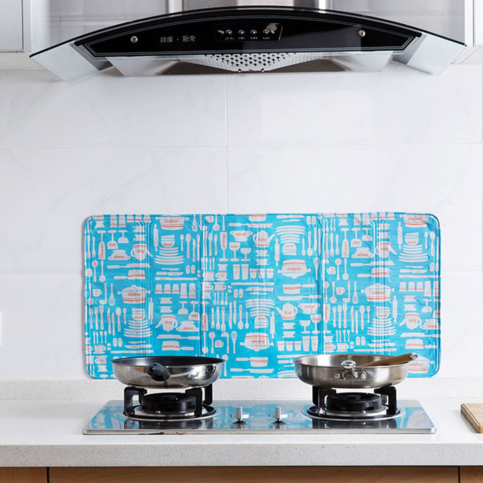 Aluminum Foil Oil Block Oil Barrier Stove Cook Printed Anti-splashing Oil Baffle Heat Insulation Utensils Kitchen Guard #T2P