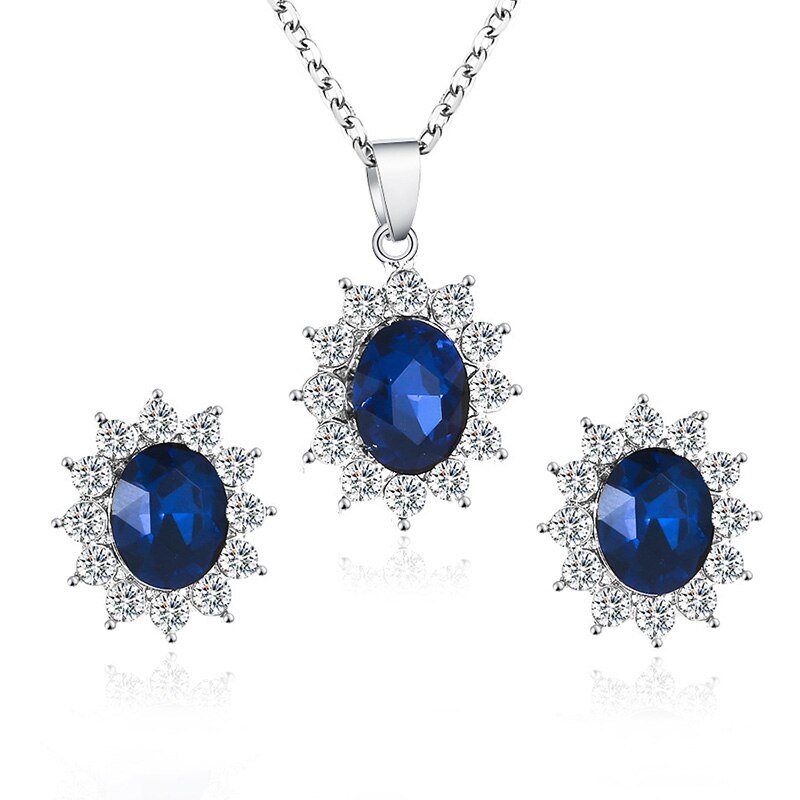 Di Lusso di modo di Girasole zircon Degli Orecchini della collana insieme dei monili delle donne Alla Moda Della Collana del pendente e dell&#39;orecchio della vite prigioniera per la ragazza migliore regalo: Default Title