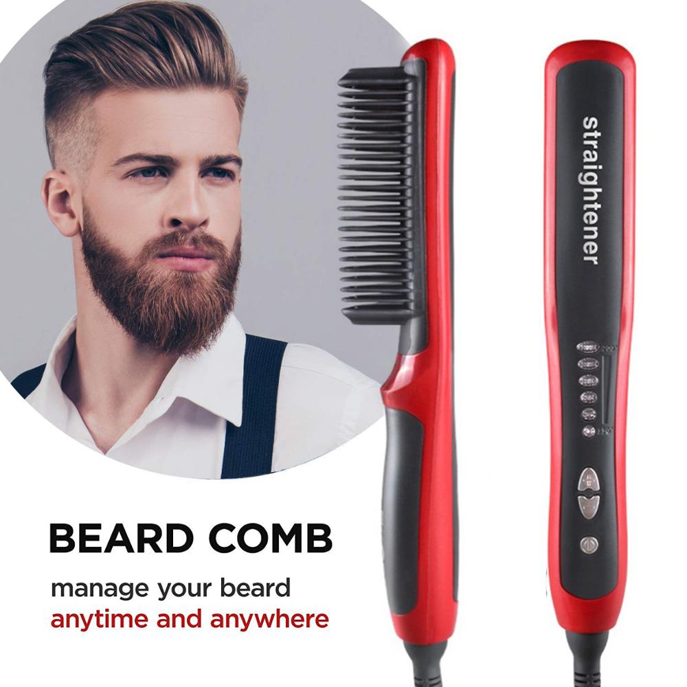 Cepillo de pelo multifuncional para alisar Barba, alisador de barba eléctrico, alisador peine, herramientas de Peinador rápido