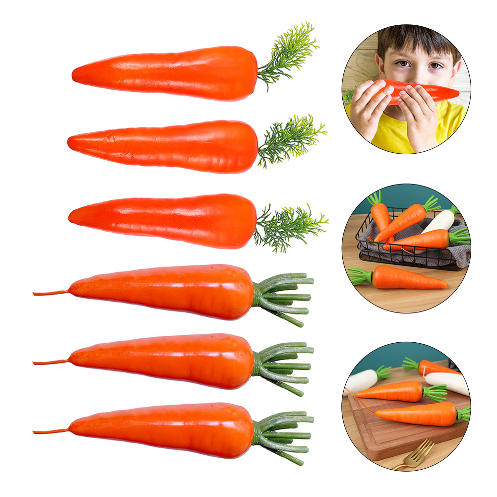 6Pcs Decorative Carrot Decors Multi-function Carrot Ornaments Adorable Imitation Carrots
